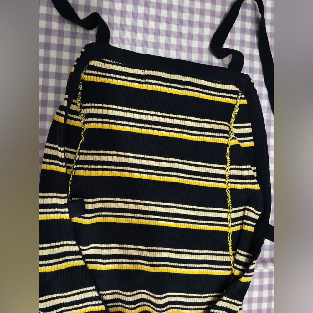 Miu Miu Navy, Yellow & Cream Striped Knit Pencil Skirt - Picture 6 of 13